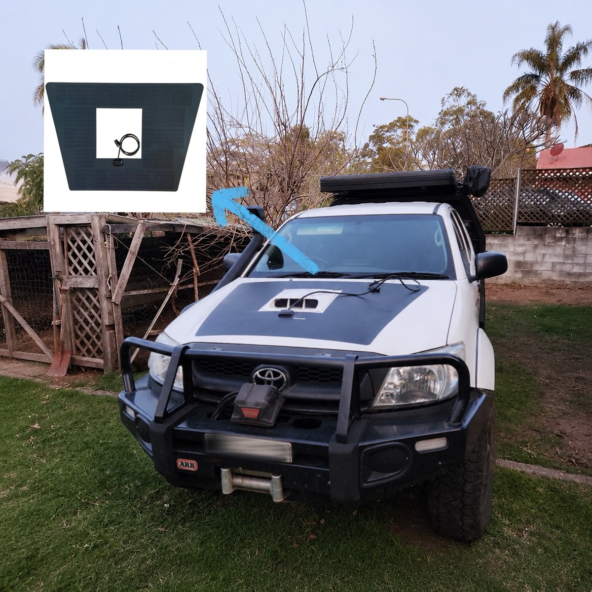 Toyota Hilux hood solar panel